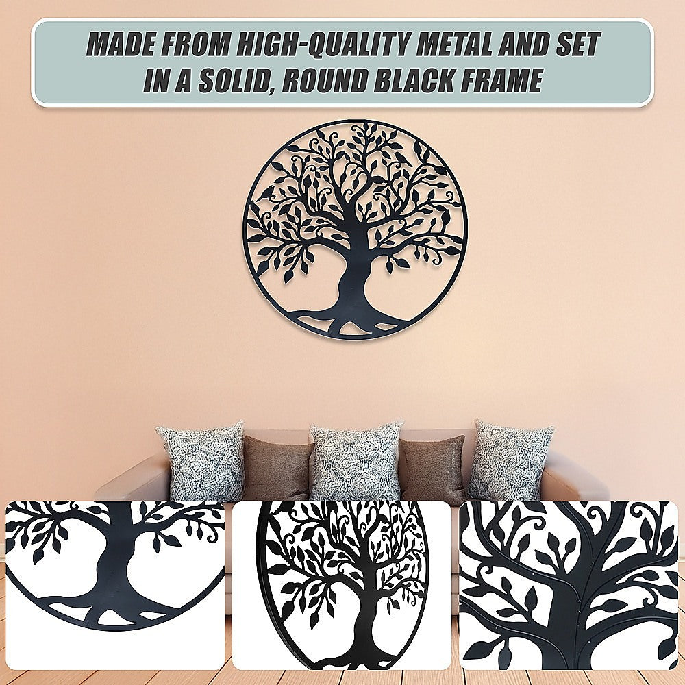Black Tree of Life Wall Art Hanging Metal Iron Sculpture Garden 99cm 9