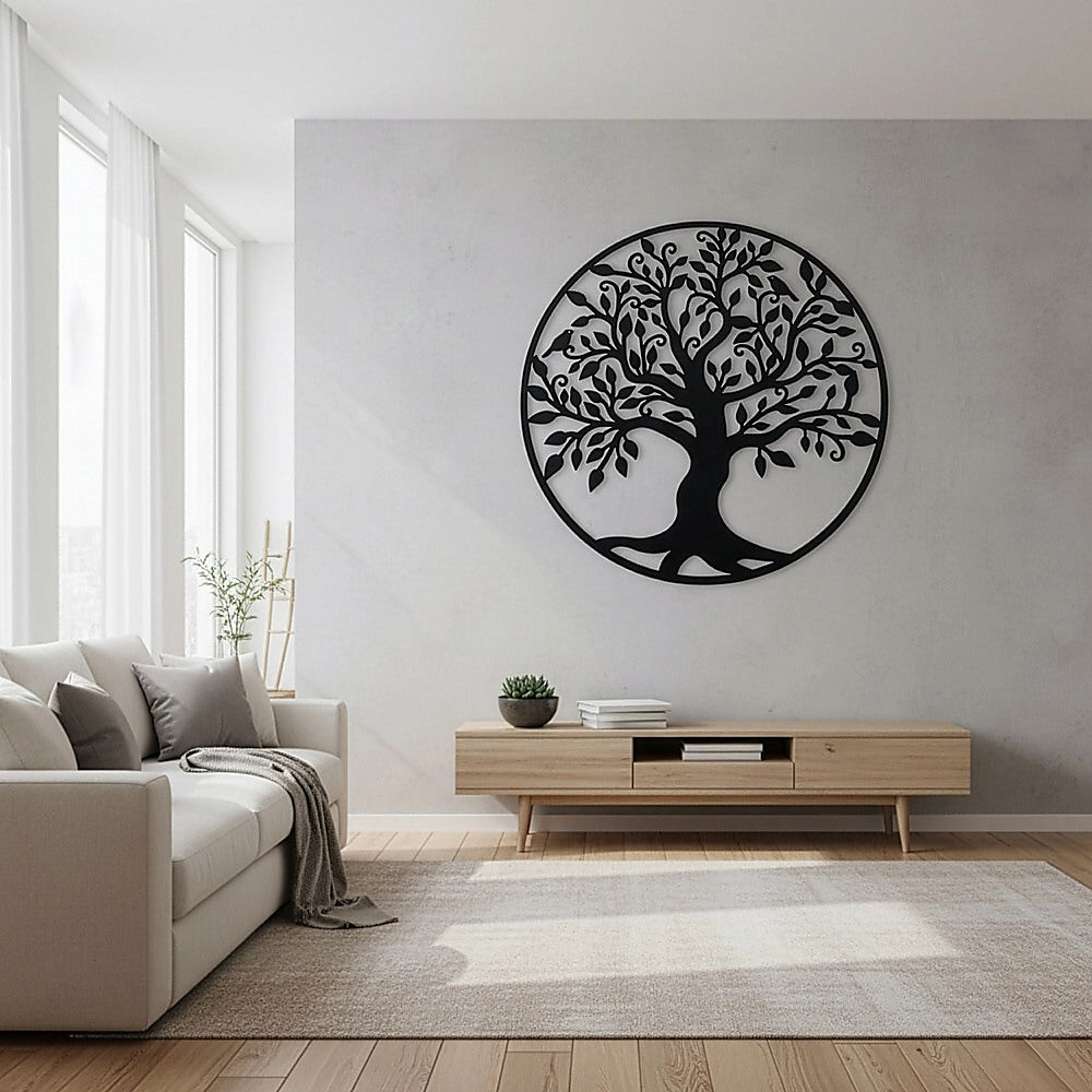 Black Tree of Life Wall Art Hanging Metal Iron Sculpture Garden 99cm 5