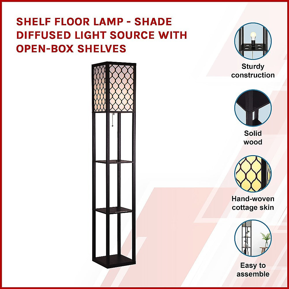 Shelf Floor Lamp - Shade Diffused Light Source with Open-Box Shelves 3