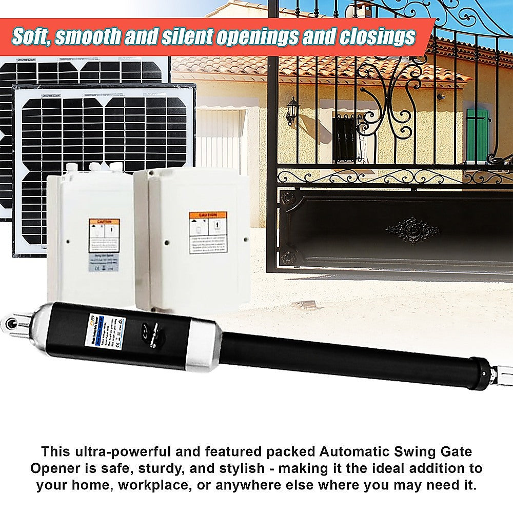 500KG 20W Solar Single Swing Auto Motor Remote Gate Opener 8