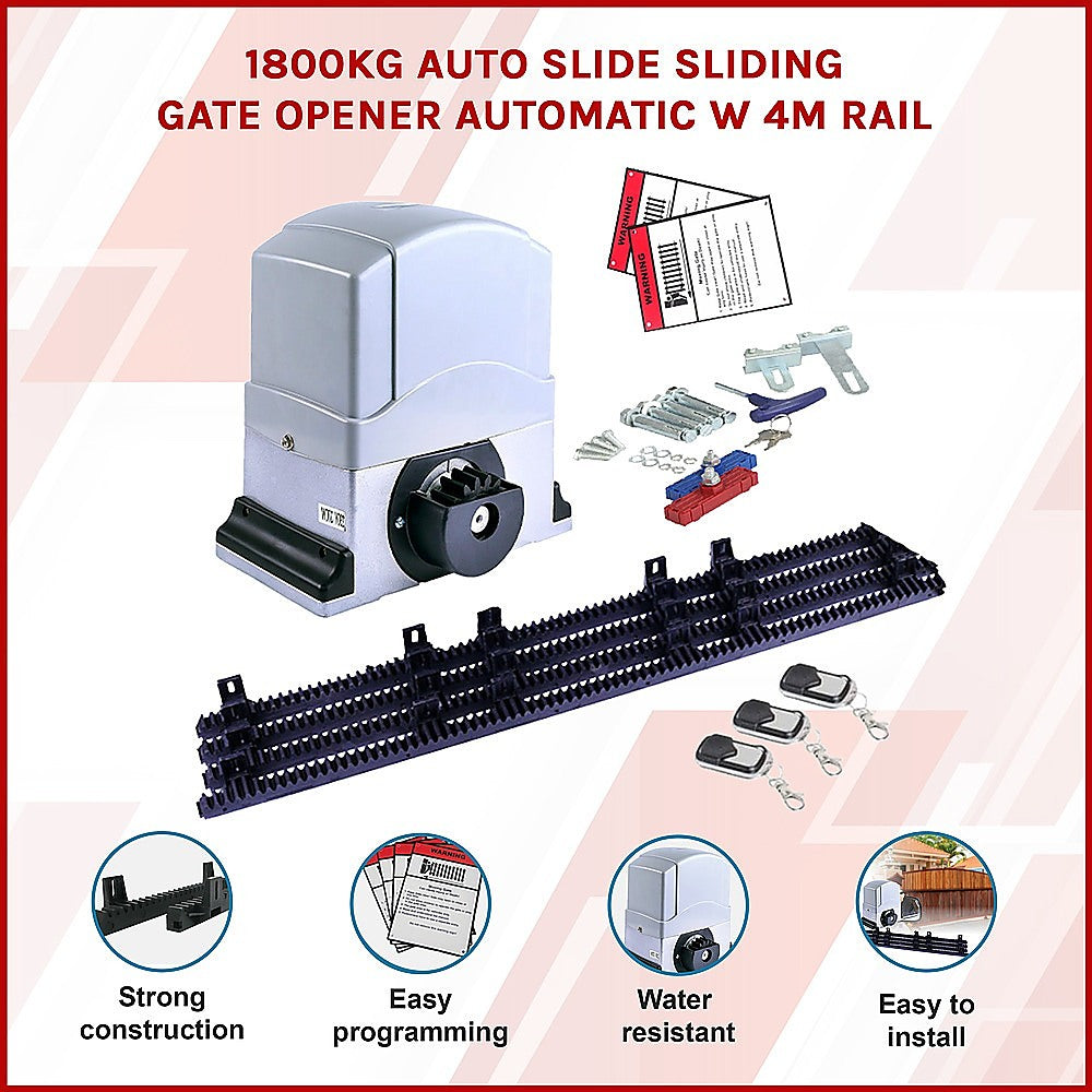 1800KG Auto Slide Sliding Gate Opener Automatic w 4m Rail 3