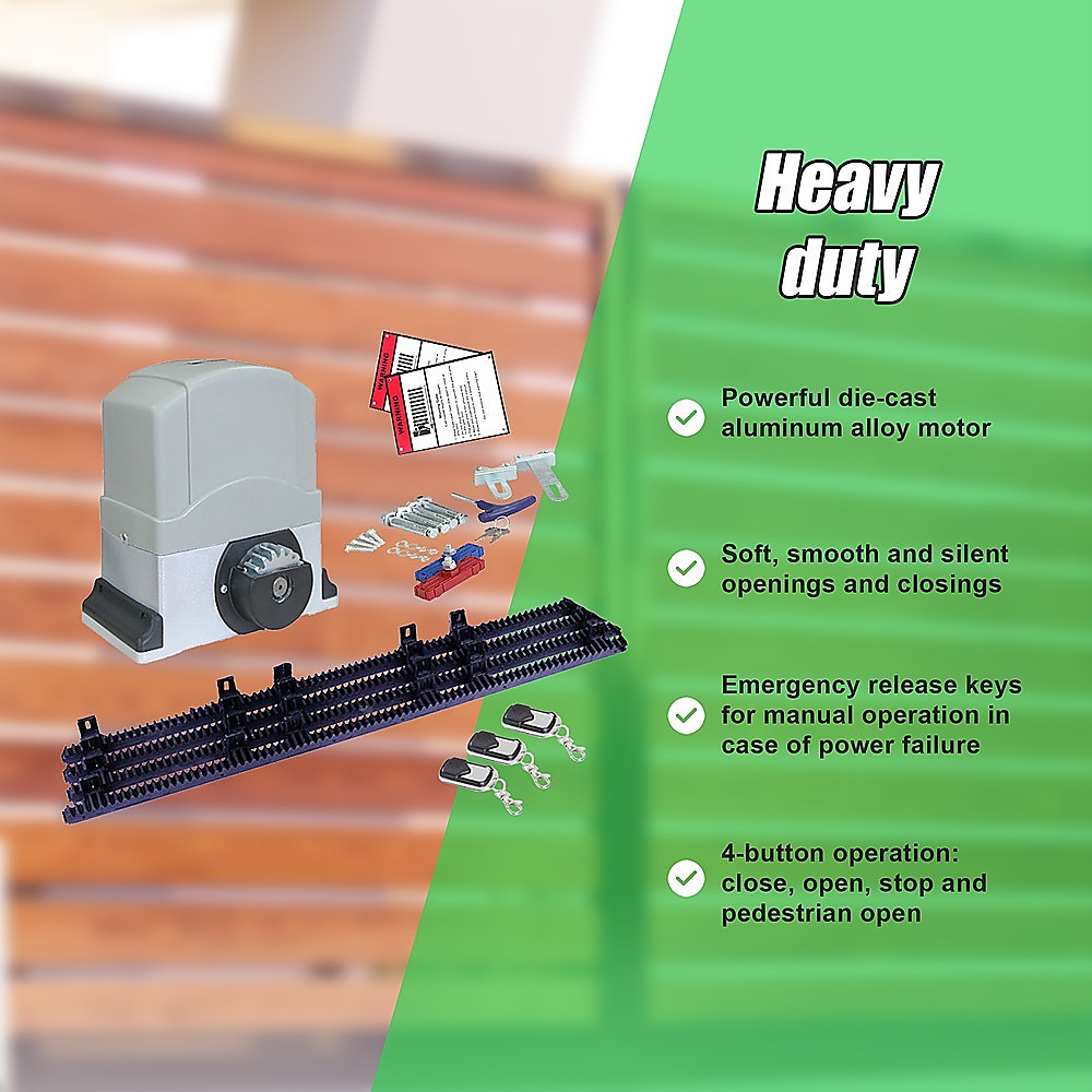 1800KG Auto Slide Sliding Gate Opener Automatic w 4m Rail 8