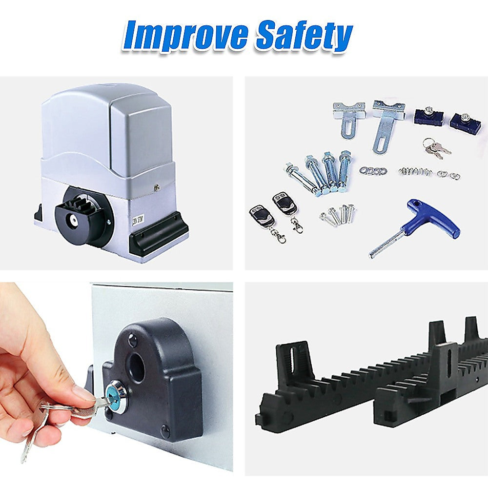 1800KG Auto Slide Sliding Gate Opener Automatic w 4m Rail 9