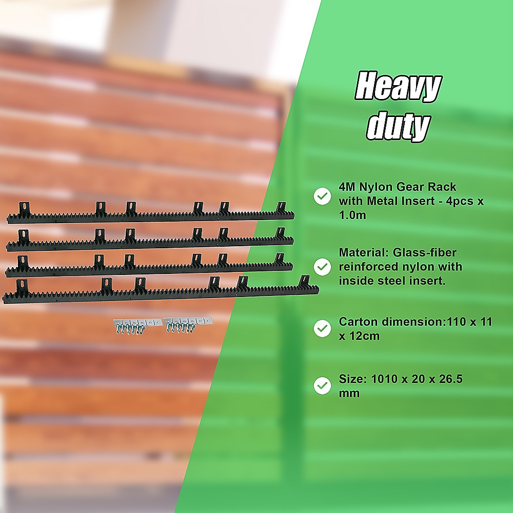 Sliding Gate Hardware Accessories Kit - 4m Gear Rack Track 8