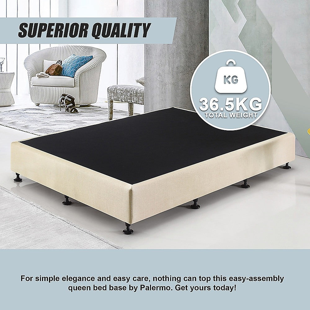 Palermo Queen Ensemble Bed Base Platinum Natural Sand Linen Fabric 6