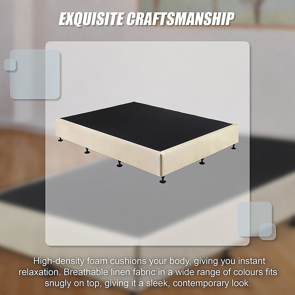 Palermo Queen Ensemble Bed Base Platinum Natural Sand Linen Fabric 11