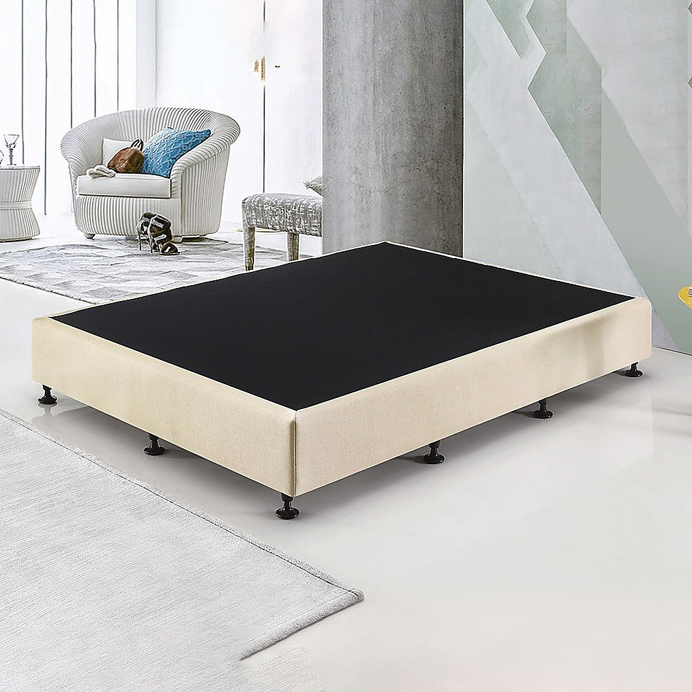 Palermo Queen Ensemble Bed Base Platinum Natural Sand Linen Fabric 4