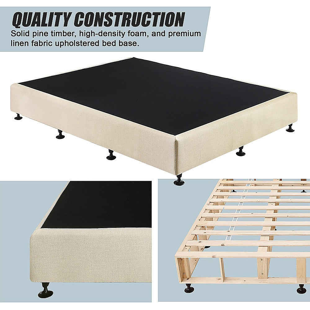 Palermo Queen Ensemble Bed Base Platinum Natural Sand Linen Fabric 10