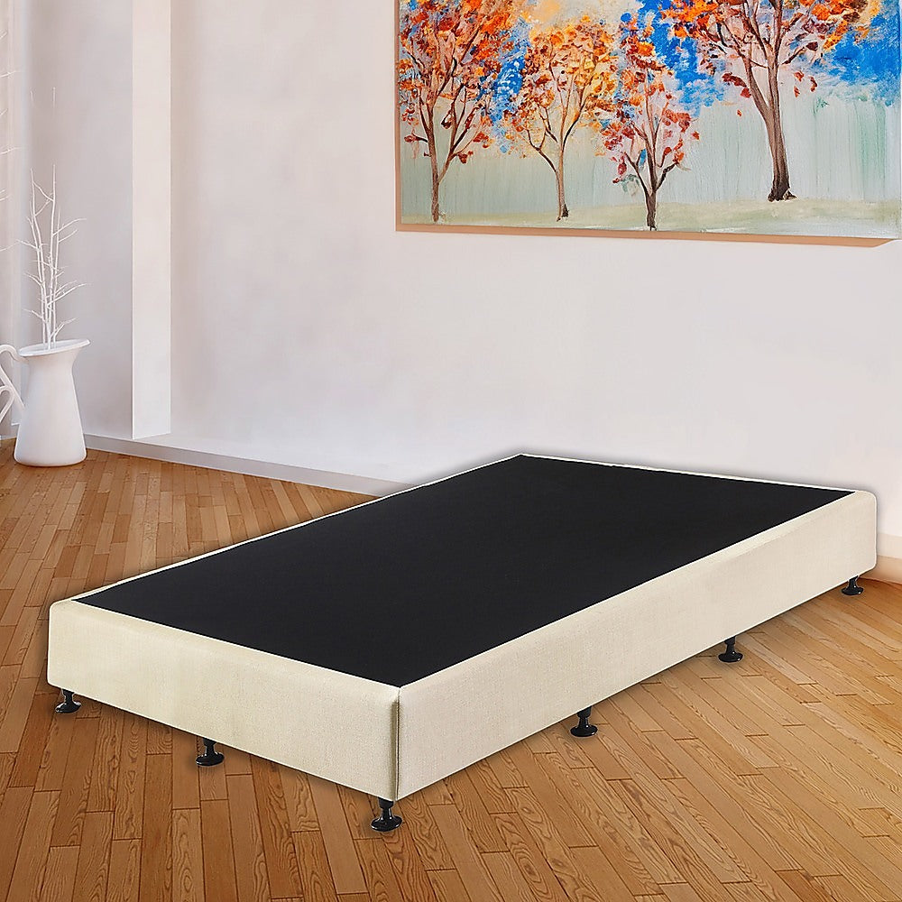 Palermo Queen Ensemble Bed Base Platinum Natural Sand Linen Fabric 9