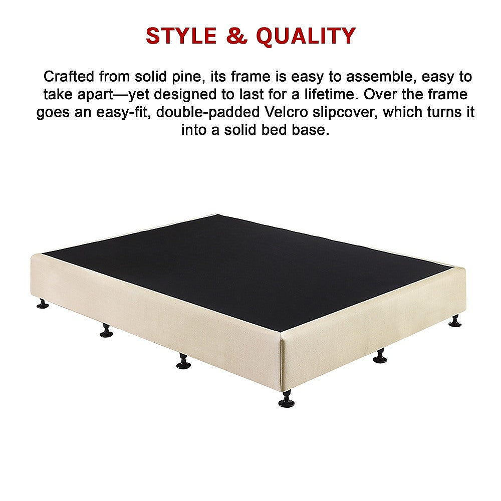 Palermo Queen Ensemble Bed Base Platinum Natural Sand Linen Fabric 13