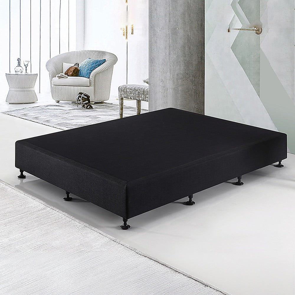 Palermo Queen Ensemble Bed Base Midnight Black Linen Fabric 4