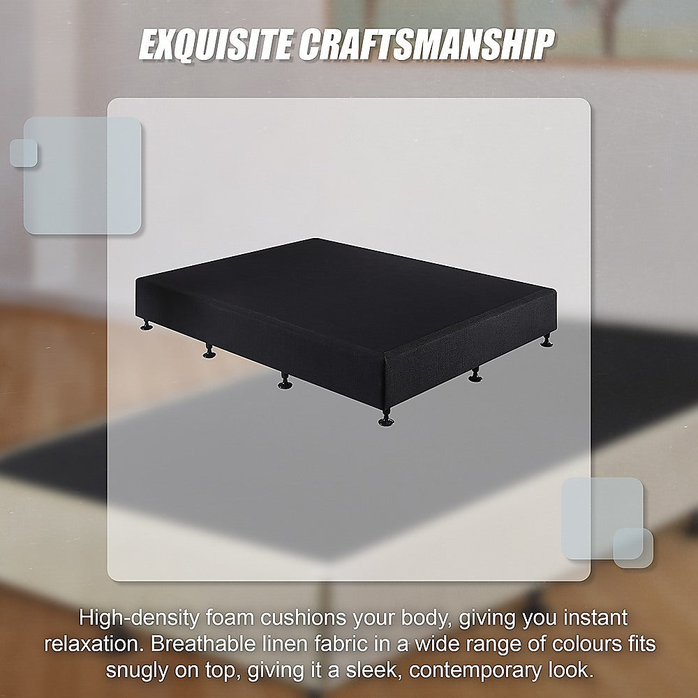 Palermo Queen Ensemble Bed Base Midnight Black Linen Fabric 6