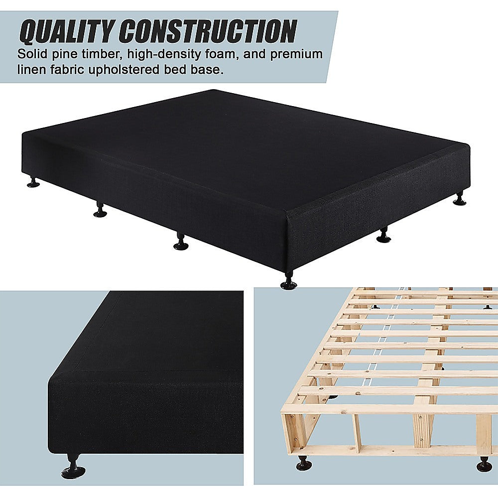 Palermo Queen Ensemble Bed Base Midnight Black Linen Fabric 7