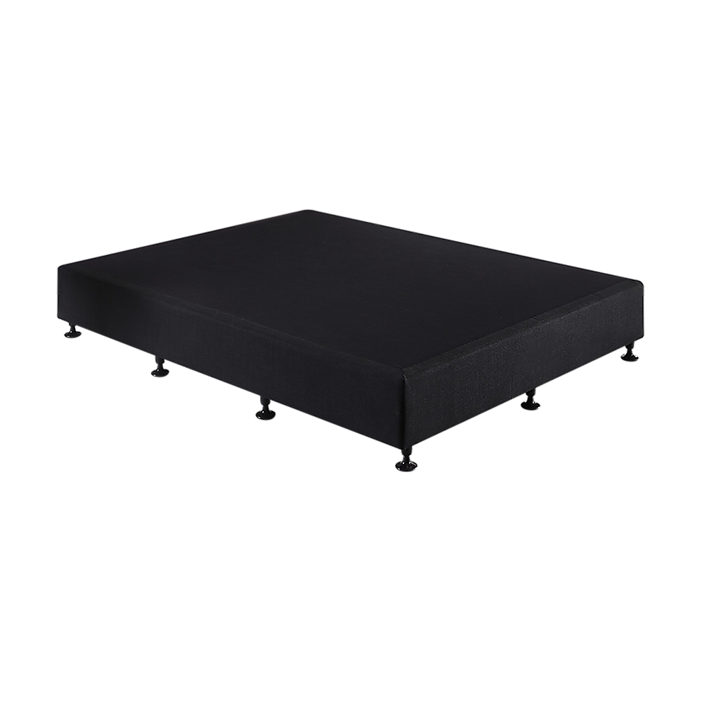 Palermo Queen Ensemble Bed Base Midnight Black Linen Fabric 9