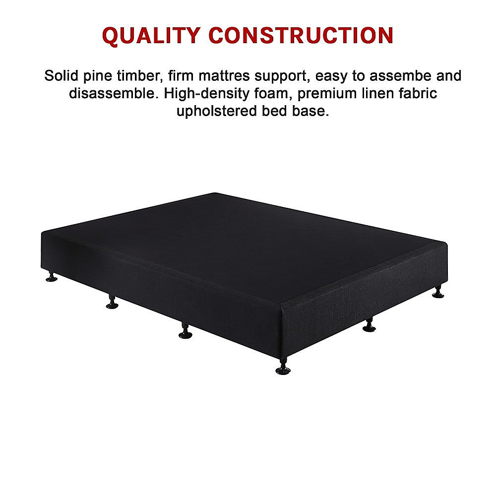 Palermo Queen Ensemble Bed Base Midnight Black Linen Fabric 12