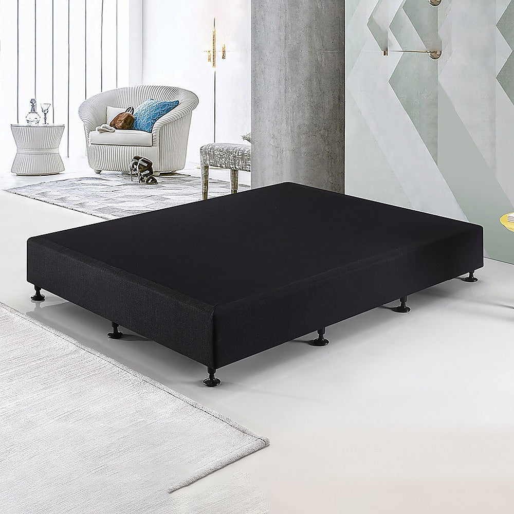 Palermo King Single Ensemble Bed Base Midnight Black Linen Fabric 4