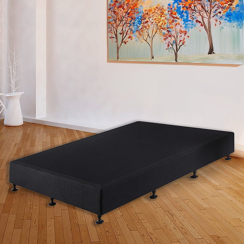 Palermo King Single Ensemble Bed Base Midnight Black Linen Fabric 9