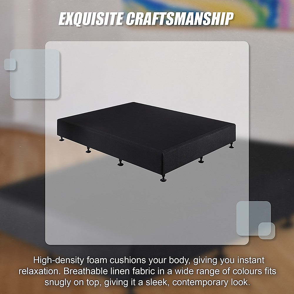 Palermo King Single Ensemble Bed Base Midnight Black Linen Fabric 11