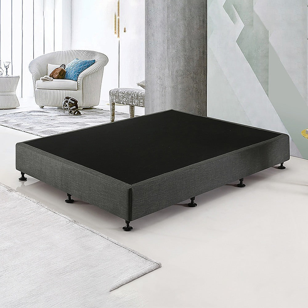 Palermo King Single Ensemble Bed Base Platinum Graphite Linen Fabric 4