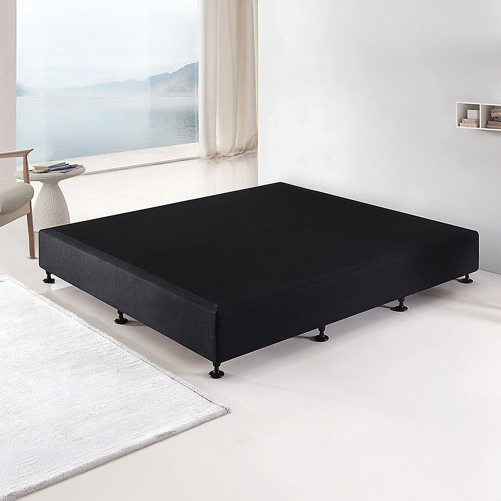Palermo King Ensemble Bed Base Midnight Black Linen Fabric 4
