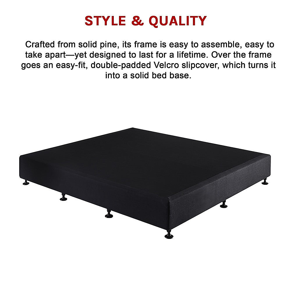 Palermo King Ensemble Bed Base Midnight Black Linen Fabric 11