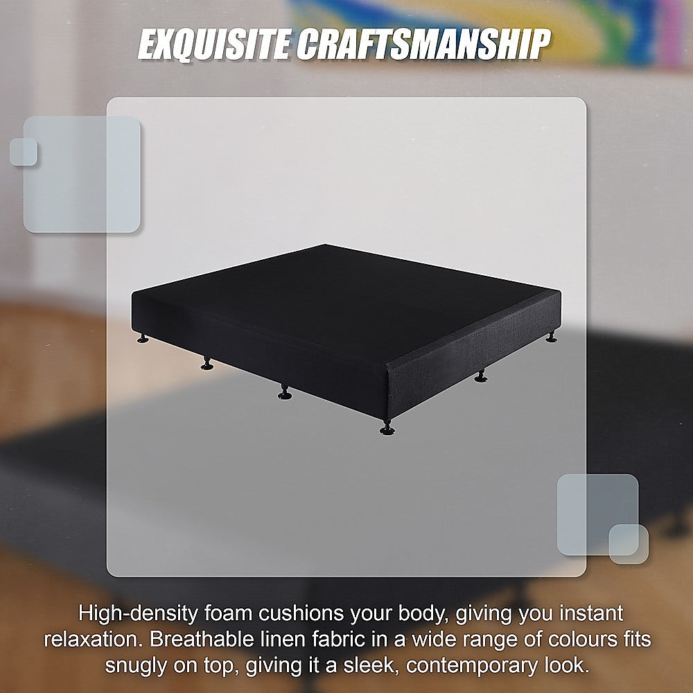 Palermo King Ensemble Bed Base Midnight Black Linen Fabric 9