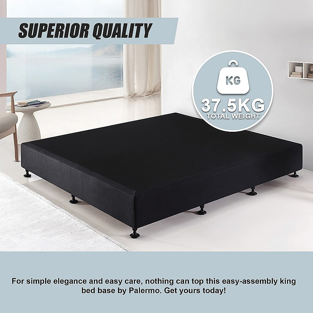 Palermo King Ensemble Bed Base Midnight Black Linen Fabric 10