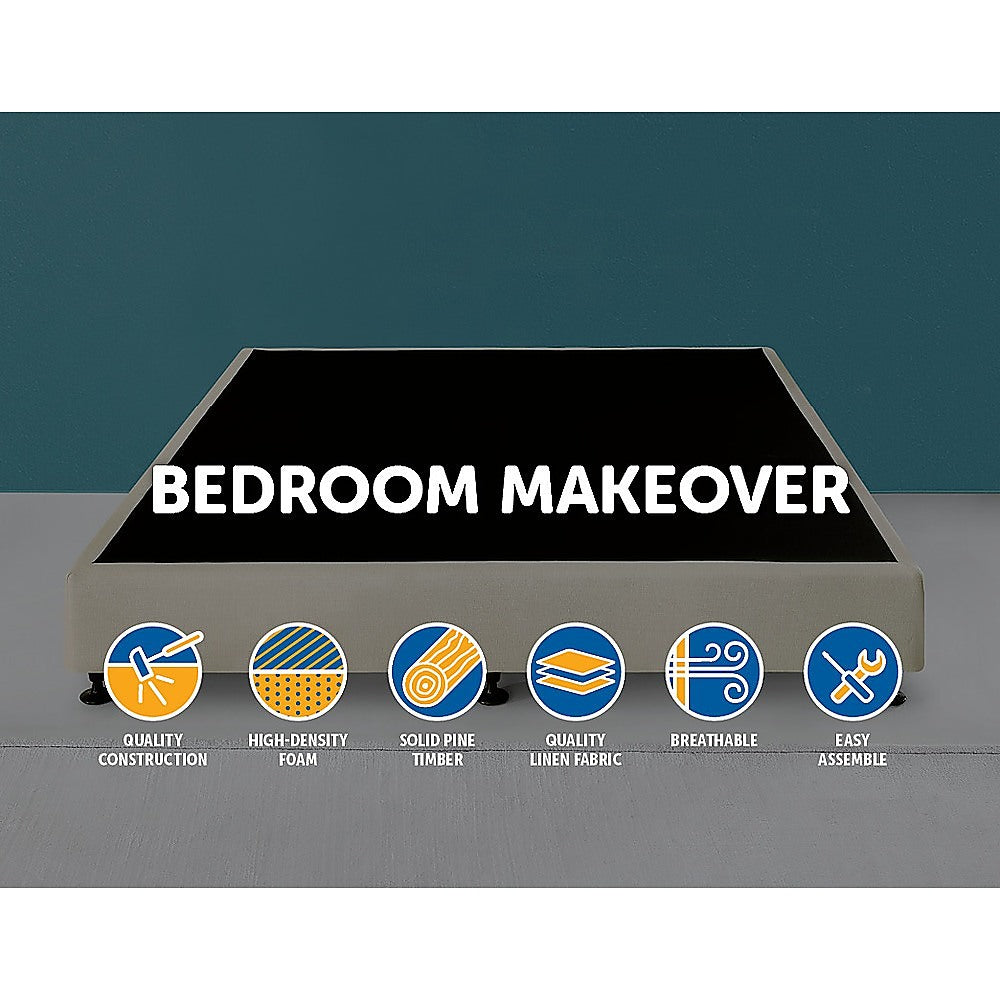 Palermo King Ensemble Bed Base Platinum Natural Sand Linen Fabric 3