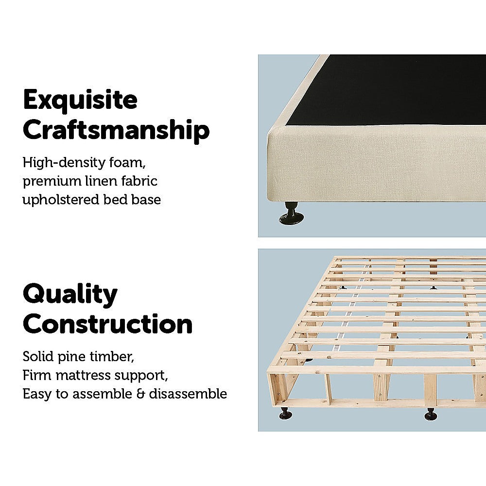 Palermo King Ensemble Bed Base Platinum Natural Sand Linen Fabric 5