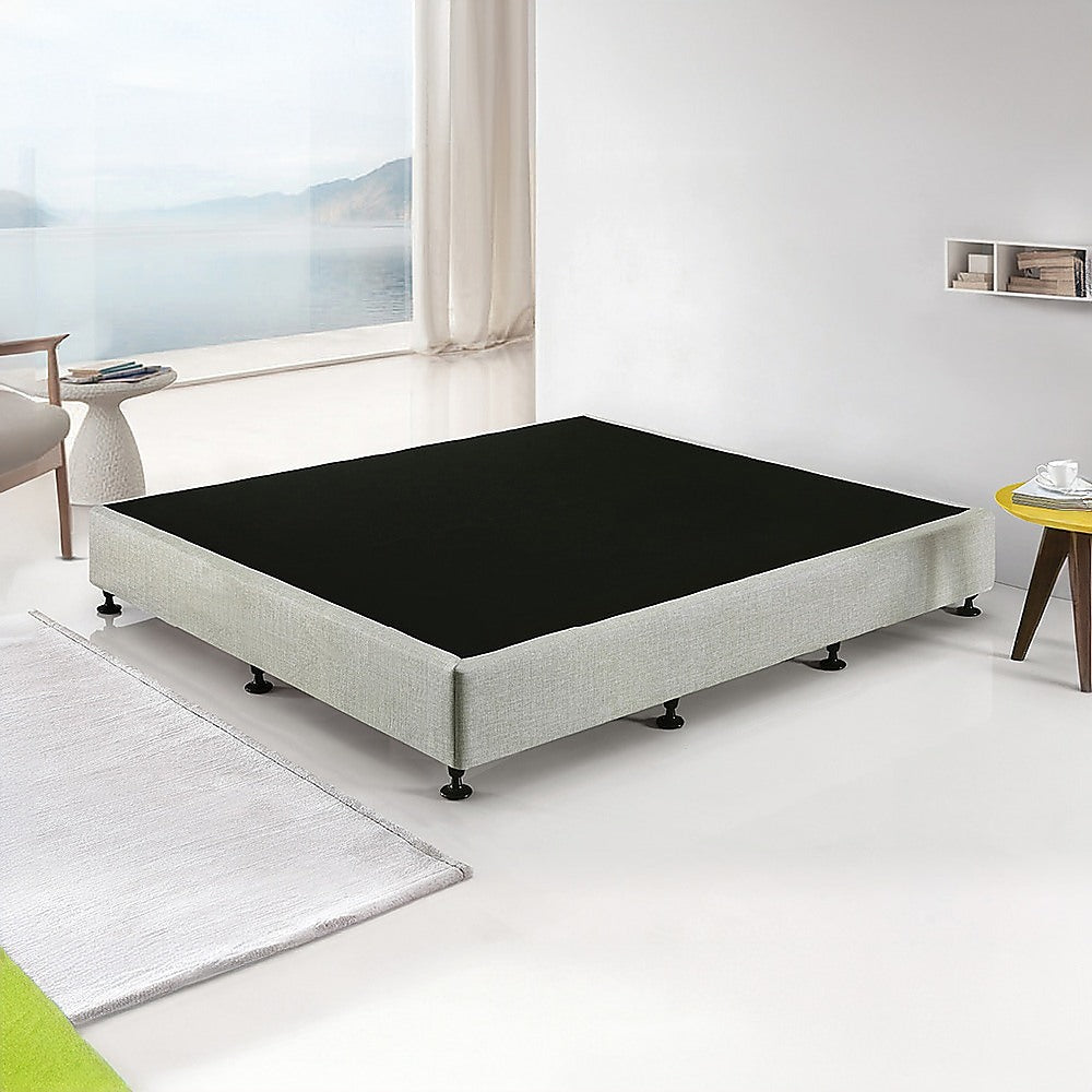 Palermo King Ensemble Bed Base Platinum Light Grey Linen Fabric 4