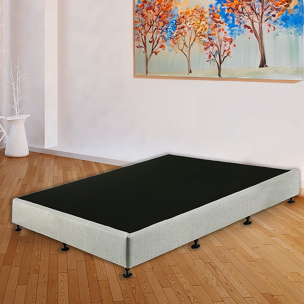 Palermo King Ensemble Bed Base Platinum Light Grey Linen Fabric 5