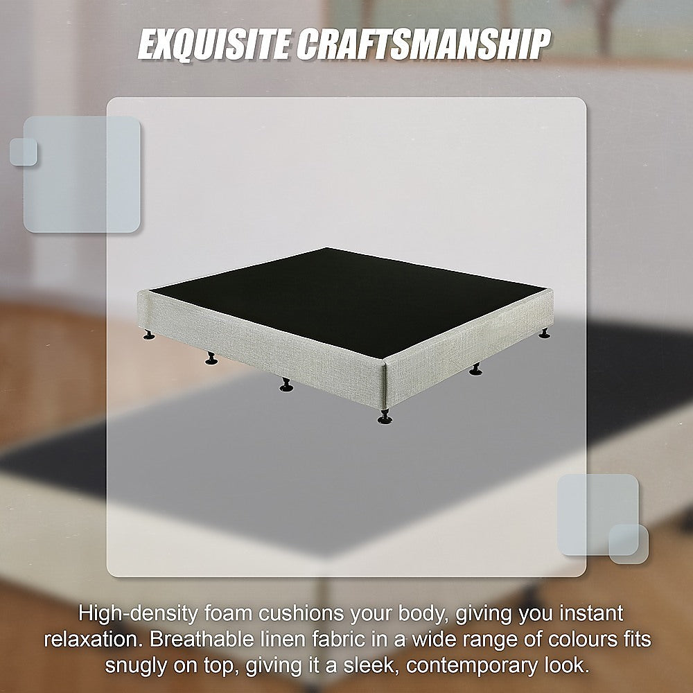 Palermo King Ensemble Bed Base Platinum Light Grey Linen Fabric 8