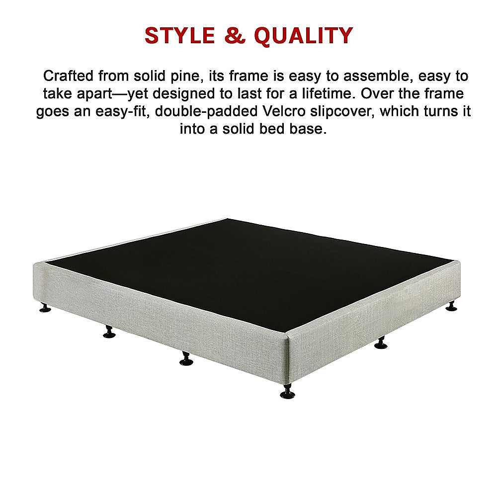 Palermo King Ensemble Bed Base Platinum Light Grey Linen Fabric 12