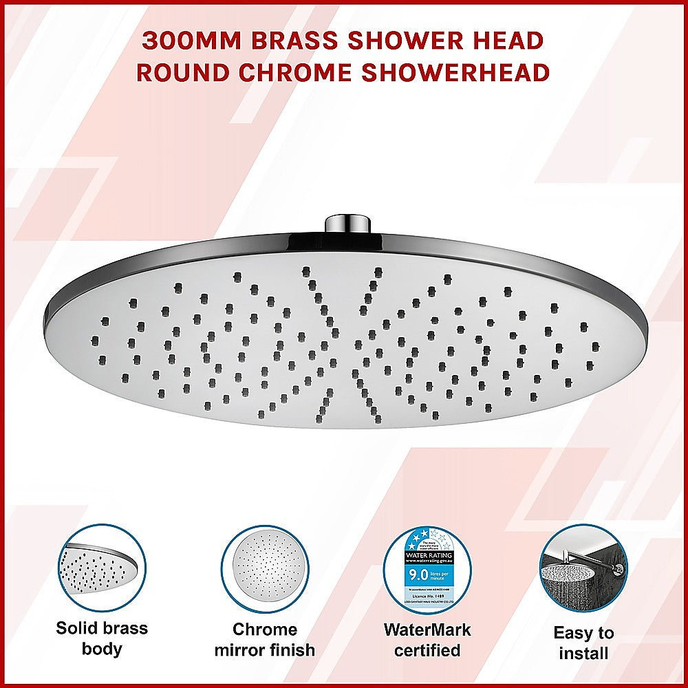 300mm Brass Shower Head Round Chrome Showerhead 3