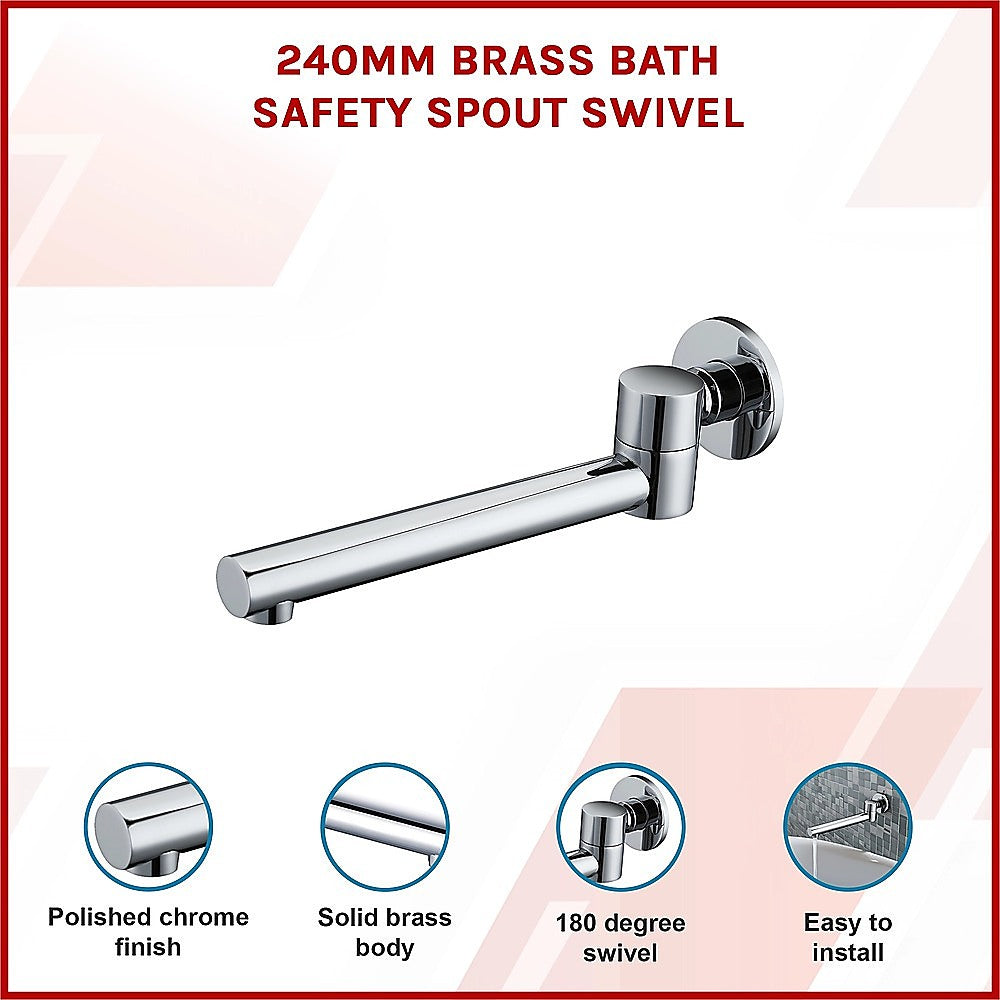 240mm Brass Bath Safety Spout Swivel 3