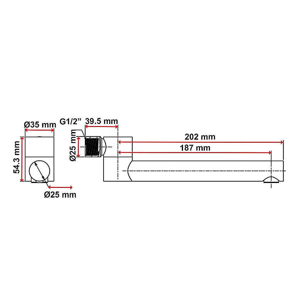 240mm Brass Bath Safety Spout Swivel 12
