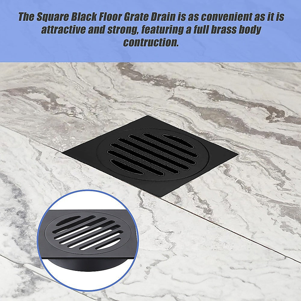 Square Black Floor Grate Drain 110 mm Full Brass Construction 5