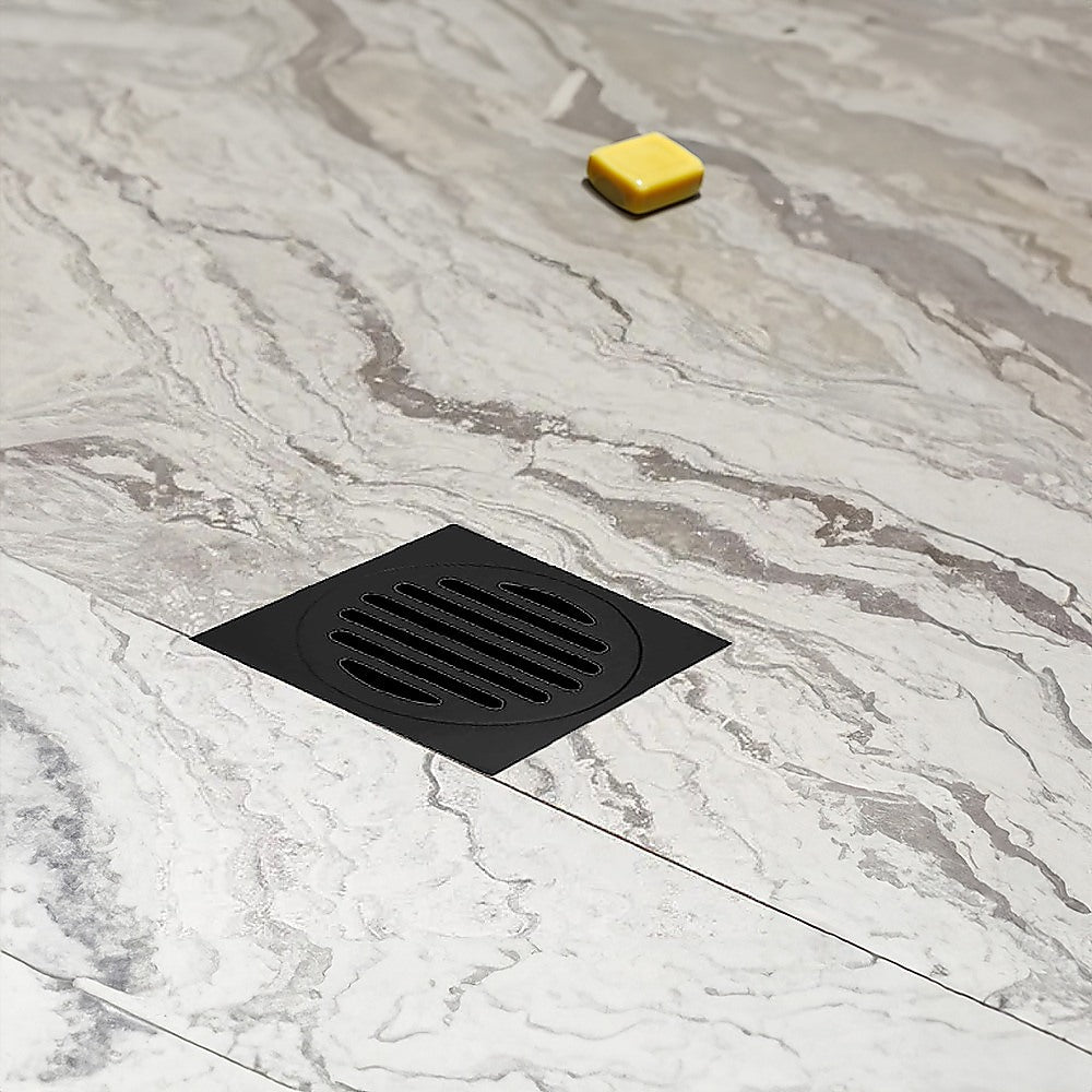 Square Black Floor Grate Drain 110 mm Full Brass Construction 10