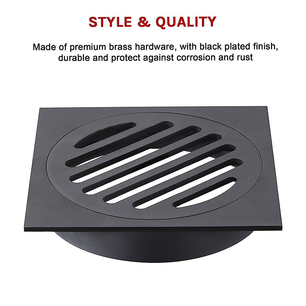 Square Black Floor Grate Drain 110 mm Full Brass Construction 11