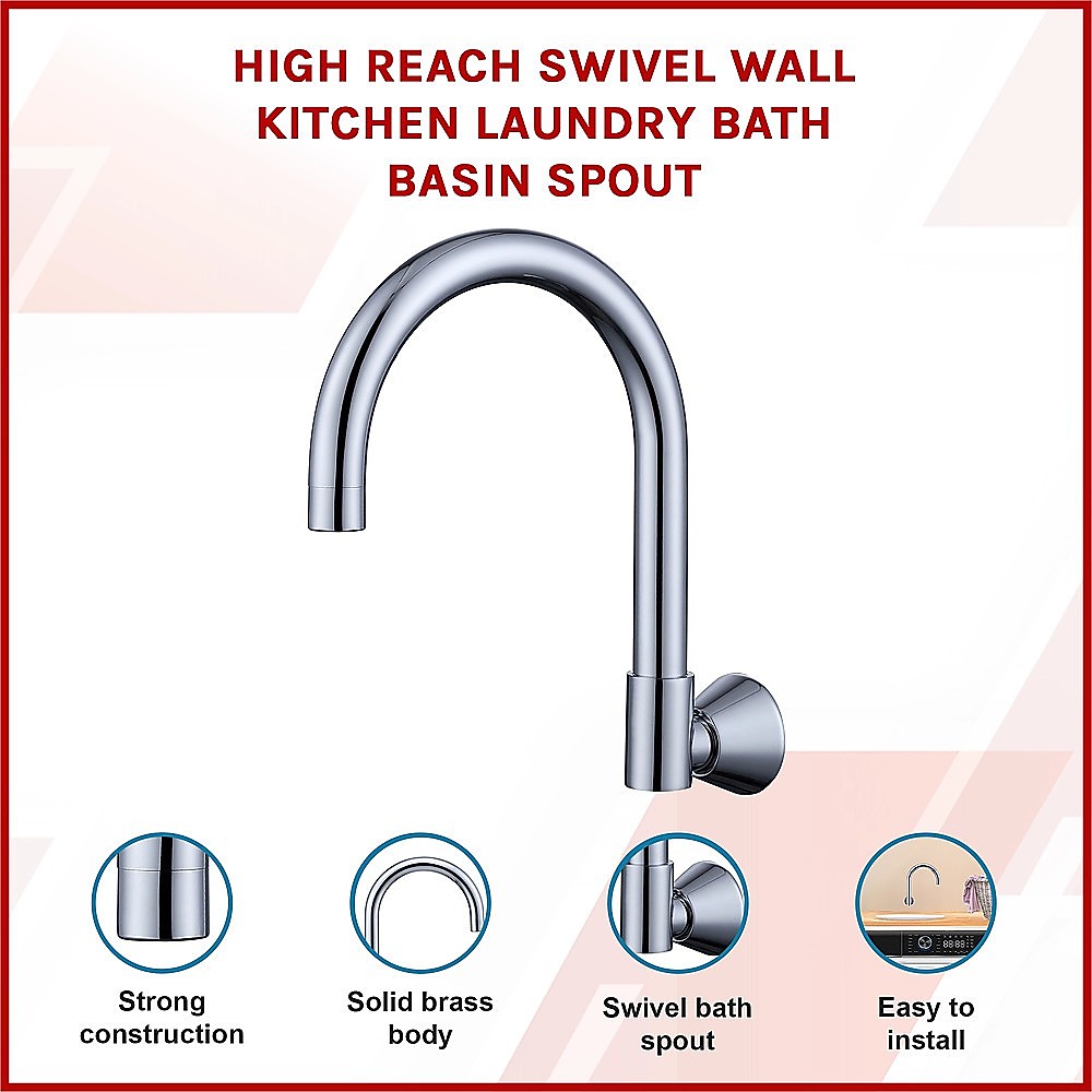 High Reach Swivel Wall Kitchen Laundry Bath Basin Spout 3