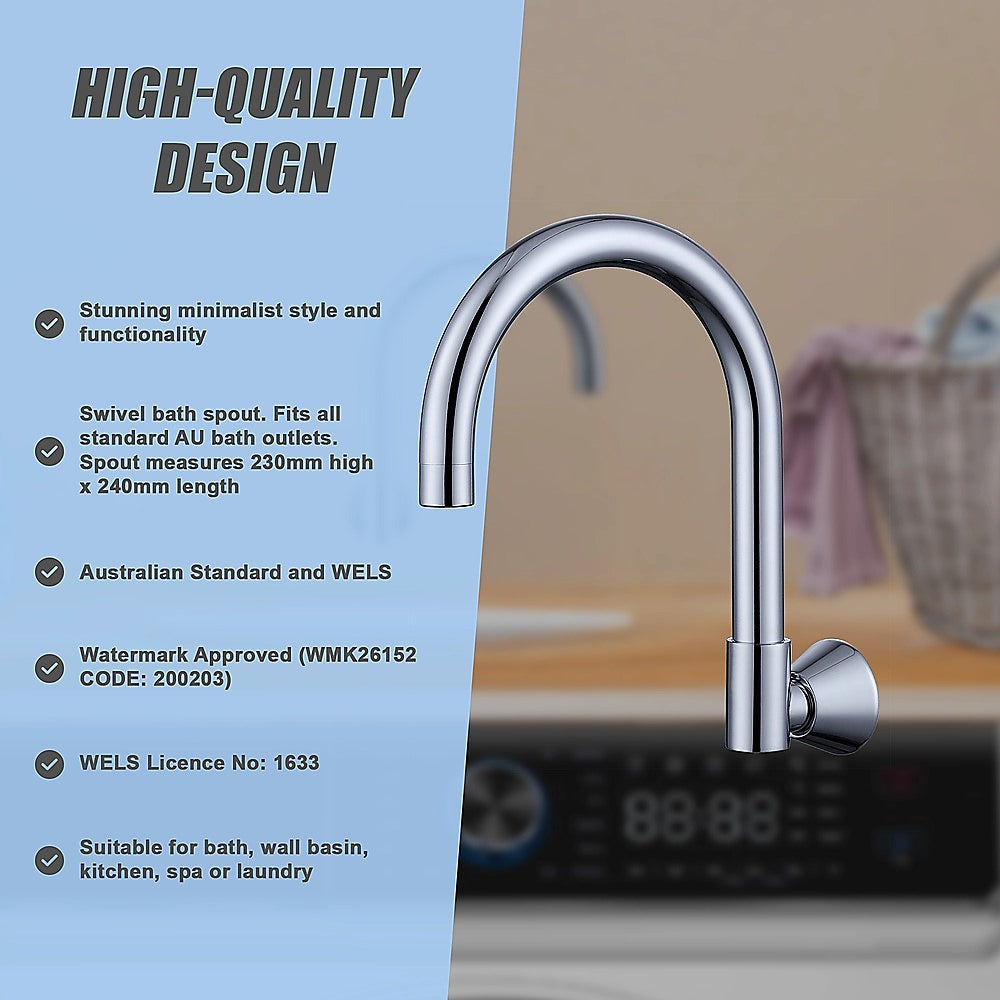 High Reach Swivel Wall Kitchen Laundry Bath Basin Spout 10