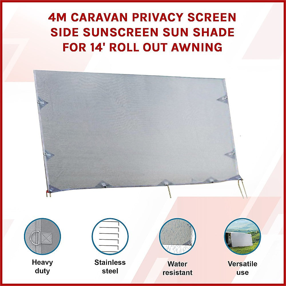 4m Caravan Privacy Screen Side Sunscreen Sun Shade for 14' Roll Out Awning 3