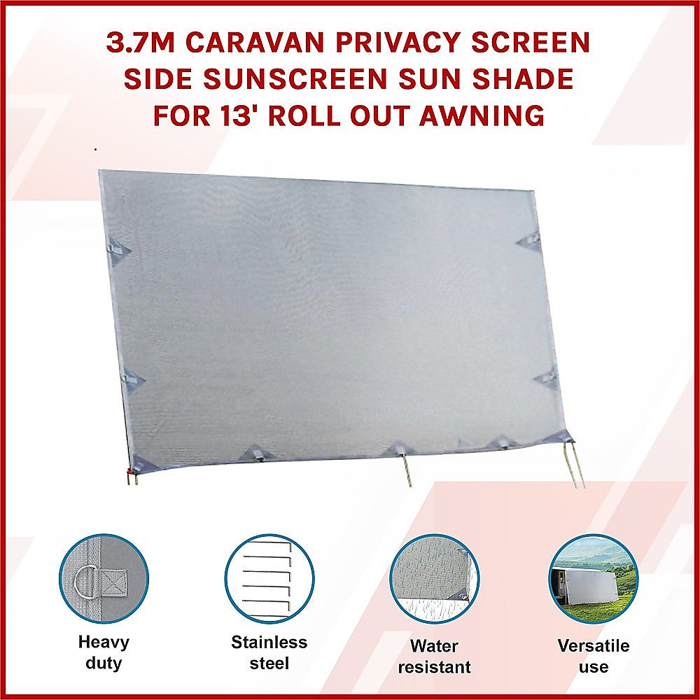 3.7m Caravan Privacy Screen Side Sunscreen Sun Shade for 13' Roll Out Awning 3