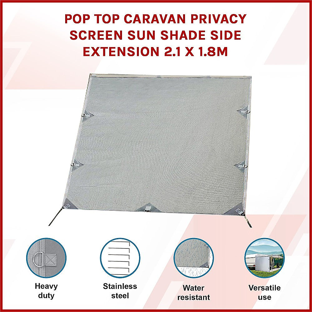 Pop Top Caravan Privacy Screen Sun Shade Side Extension 2.1 x 1.8m 3