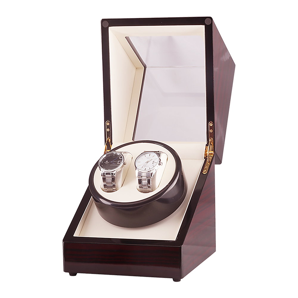 Automatic Dual Watch Winder Wood Display Box Case Motor Rotation Storage 7
