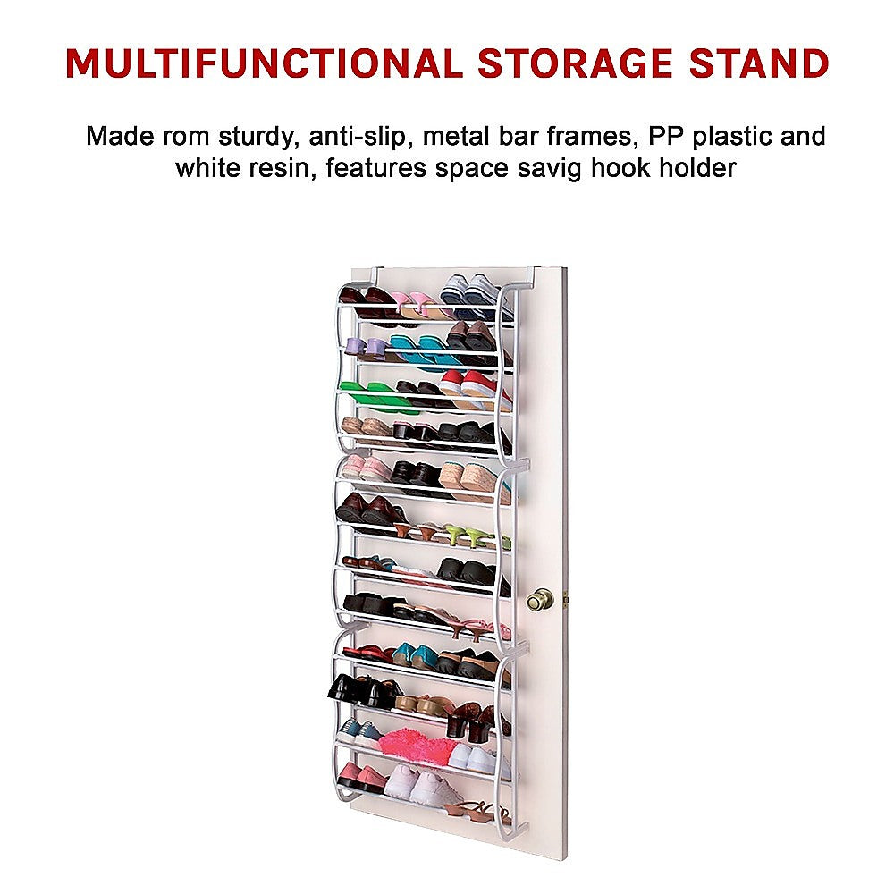 36 Pair Shoe Holder Organiser Over The Door Hanging Shelf Rack Storage Hook 11