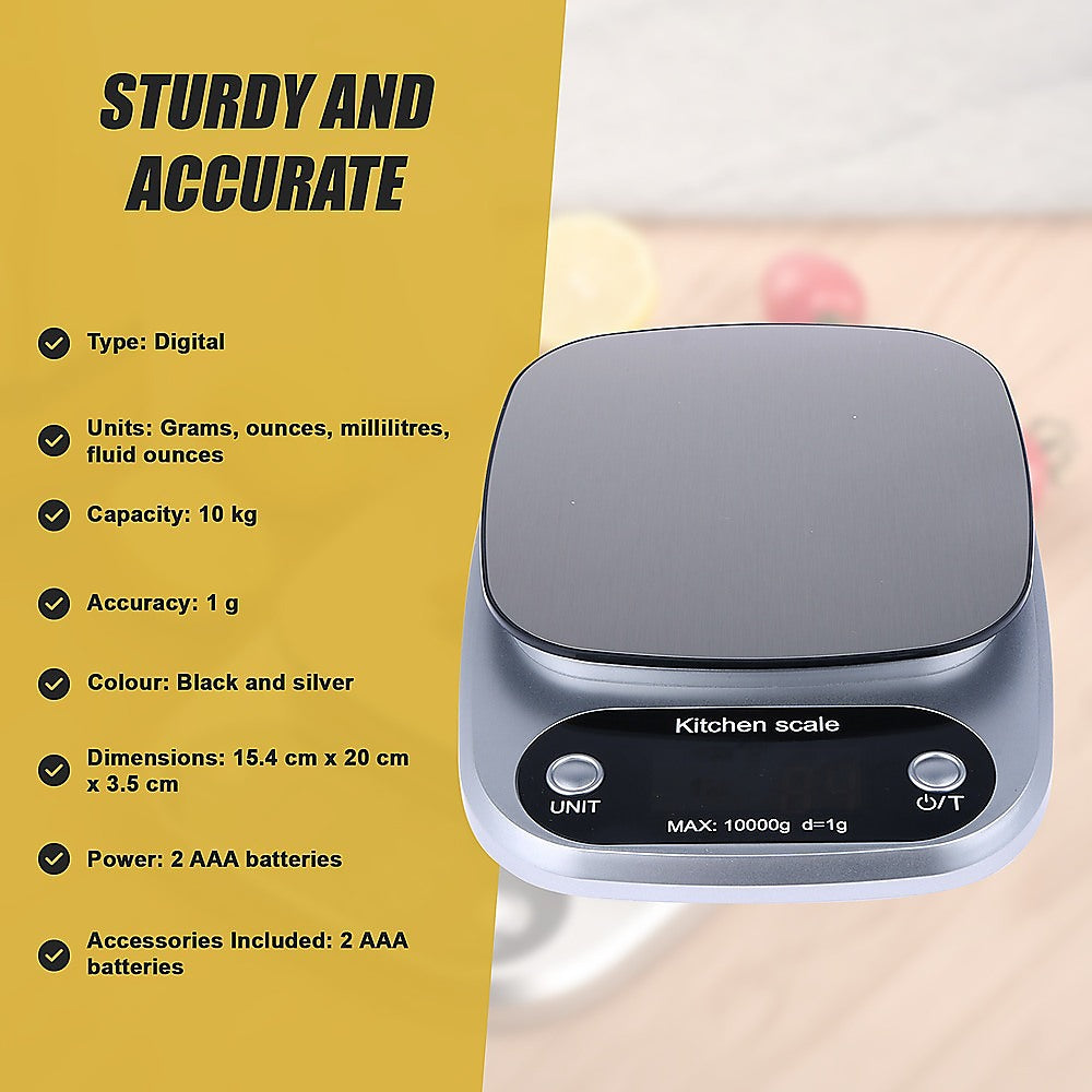 Kitchen Scale Digital Postal LCD Electronic Weight Scales Food Shop 10kg/1g 9