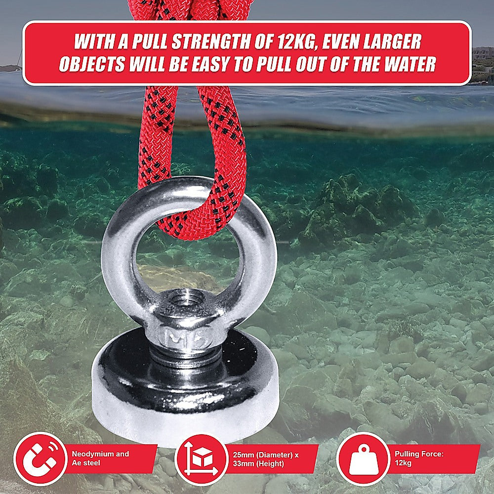 12Kg SALVAGE Strong MAGNET N52 Neodymium Eyebolt Circular Ring 8