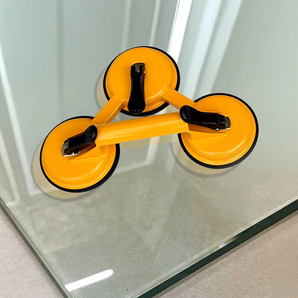 2x 150kg Load Aluminum Triple Suction Cup Pad Glazer Glass Sucker Remover Lifter 5