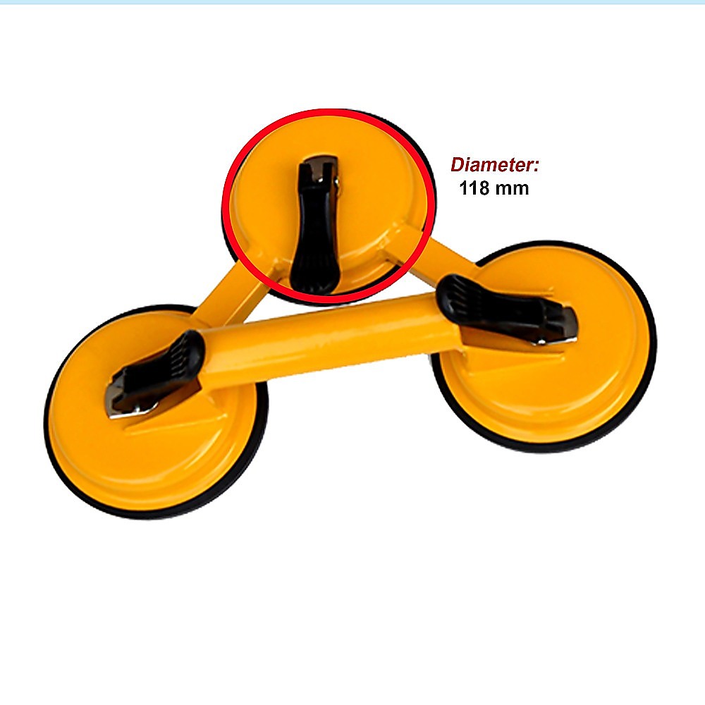 2x 150kg Load Aluminum Triple Suction Cup Pad Glazer Glass Sucker Remover Lifter 11